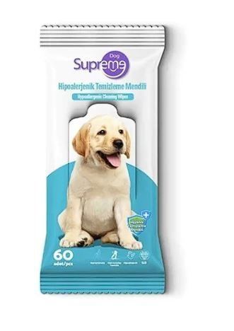 Supreme Dog Hypo-Allergenic Köpekler için Temizleme ve Bakım Mendili 60'lı x 6 Adet