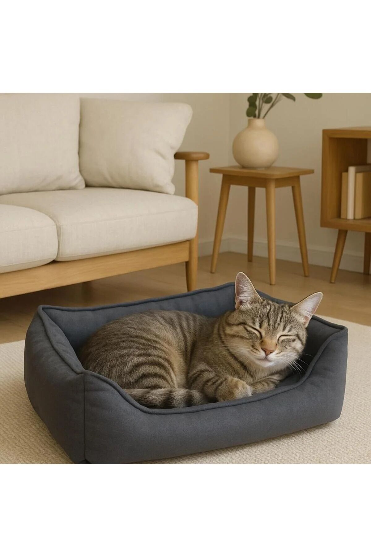 CatMozz Kare Silinebilir Kedi Köpek Yatağı 70x50x17 Cm Yıkama Garantili No:2