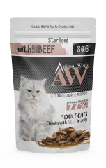 Animal World Jöle İçinde Parça Dana Etli Kısırlaştırılmış Kedi Konservesi 80 Gr