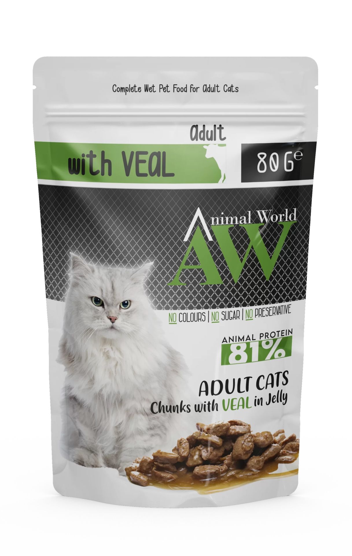 Animal World Jöle İçinde Parça Dana Etli Yetişkin Kedi Konservesi 80 Gr