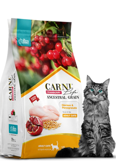 Carni Life Cranberry Düşük Tahıllı Tavuklu Ve Narlı Yetişkin Kedi Maması 1,5 Kg
