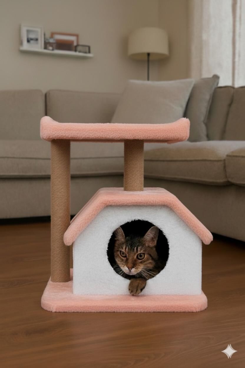 CatMozz Singapur Yuvalı Kedi Tırmalama Oyuncağı ve Evi