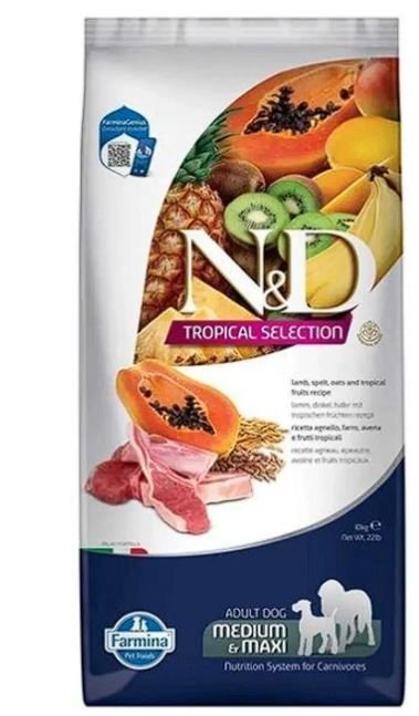 N&D Tropical Selection Kuzu Etli Orta Ve Büyük Irk Yetişkin Köpek Maması 10kg