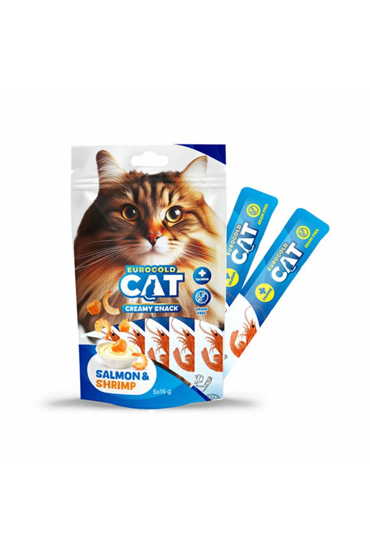 EuroGold Cat Sıvı Kedi Ödülü Somon - Karides 5x15gr