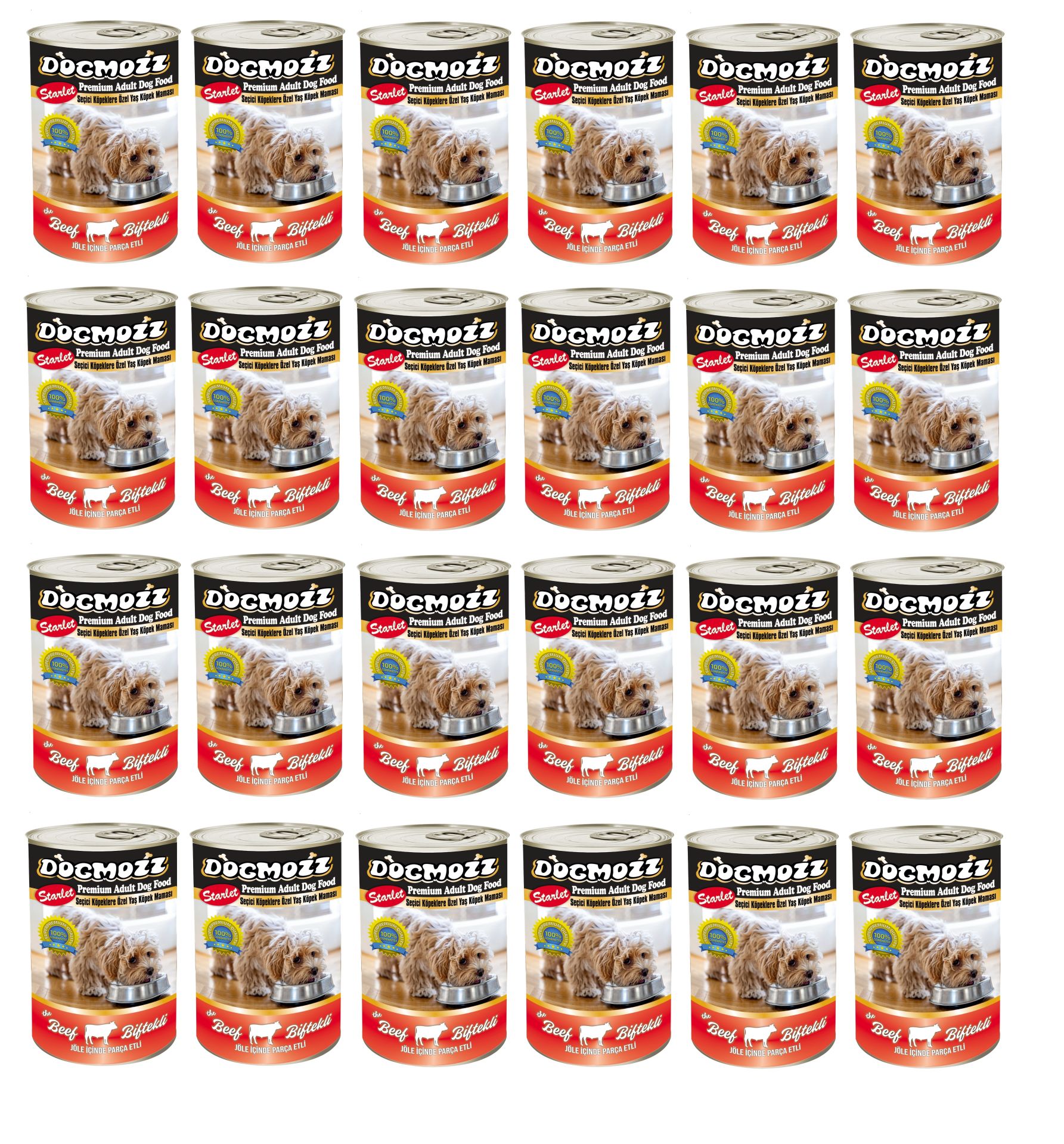 DogMozz Starlet Premium Tahılsız Şekersiz Biftekli Yetişkin Köpek Konservesi 415 Gr x 24 Adet