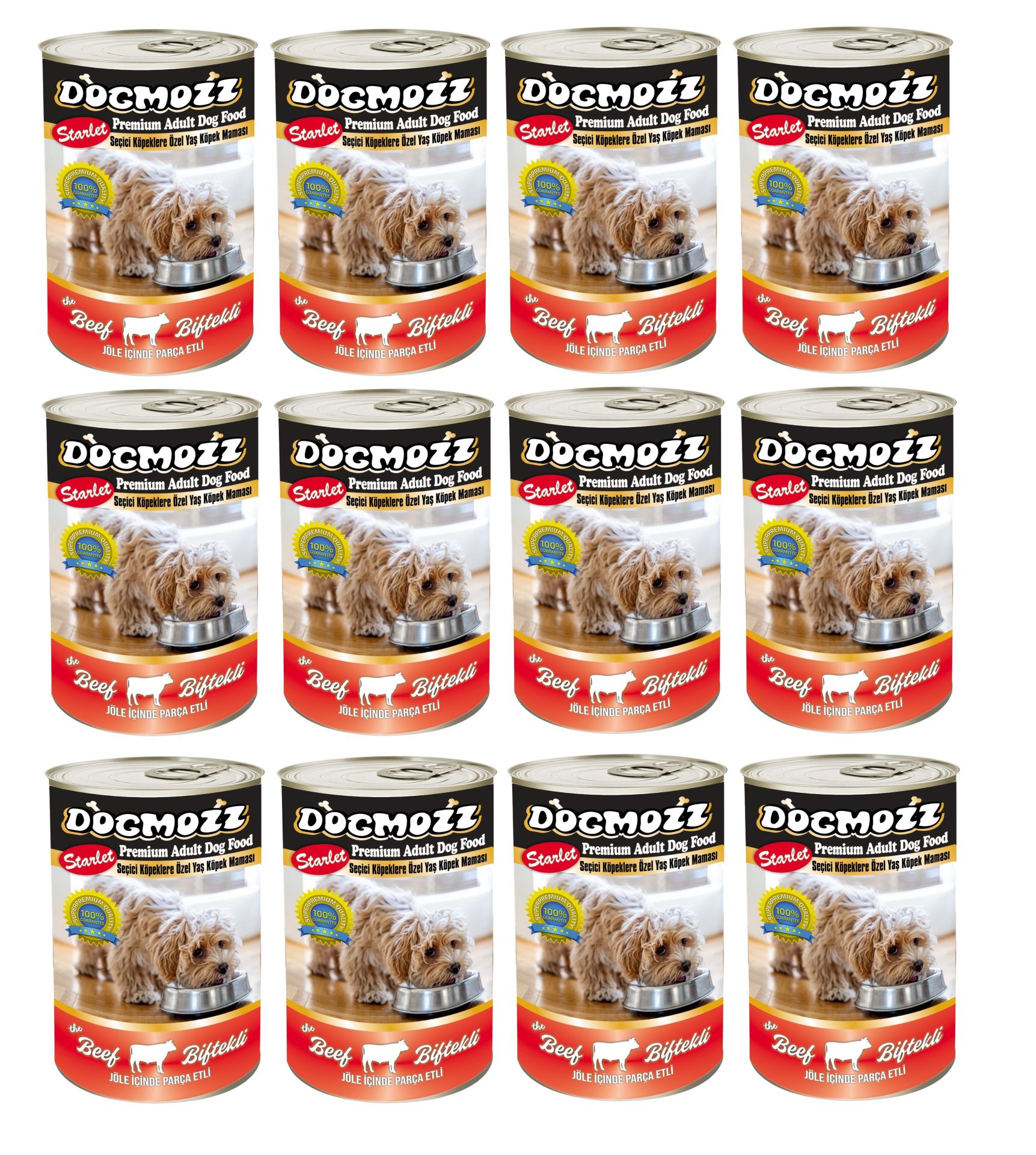 DogMozz Starlet Premium Tahılsız Şekersiz Biftekli Yetişkin Köpek Konservesi 415 Gr x 12 Adet
