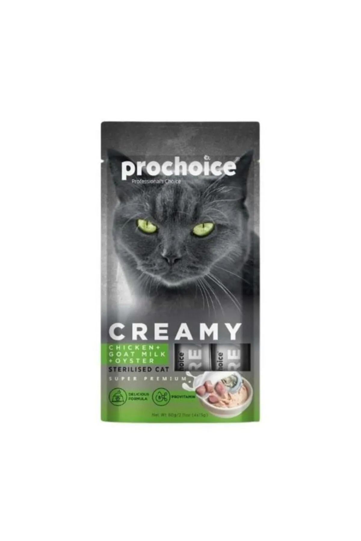 ProChoice Creamy Tavuklu Ve Istiridyeli Sıvı Kedi Ödül Maması 15 gr 4 Adet