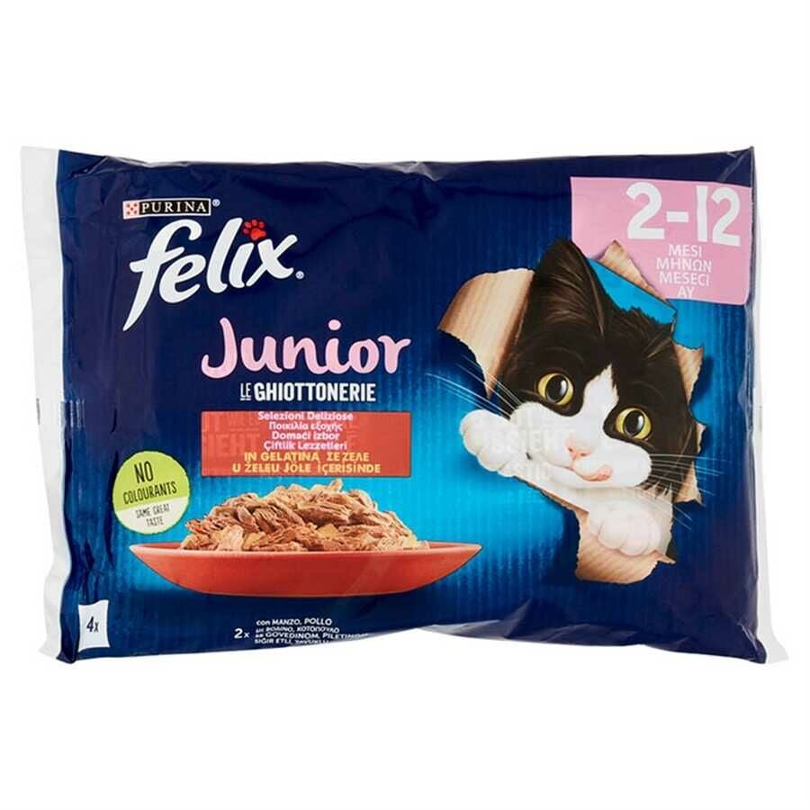 Felix Junior Multipack Sığır Etli Ve Tavuklu Yavru Yaş Kedi Maması 85 Gr x 4 Adet