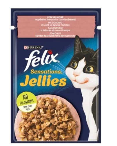 Felix Pouch Jöle İçinde Somonlu ve Karidesli Yetişkin Kedi Konservesi 85 Gr