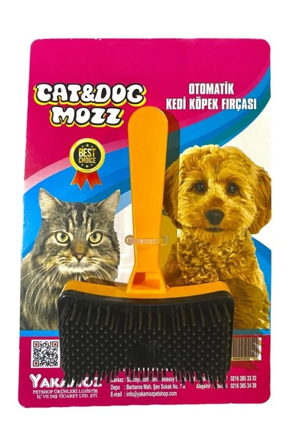 Cat&DogMozz Otomatik Tek Tuşla Kolay Temizlenebilen Turuncu Kedi Köpek Fırça Tarağı