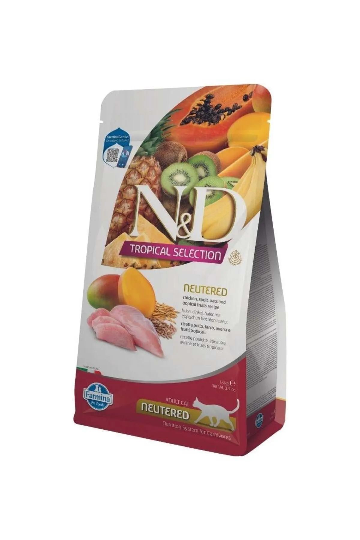 N & D Tropikal Selection Tavuklu Kısır Yetişkin Kedi Maması 1,5 Kg