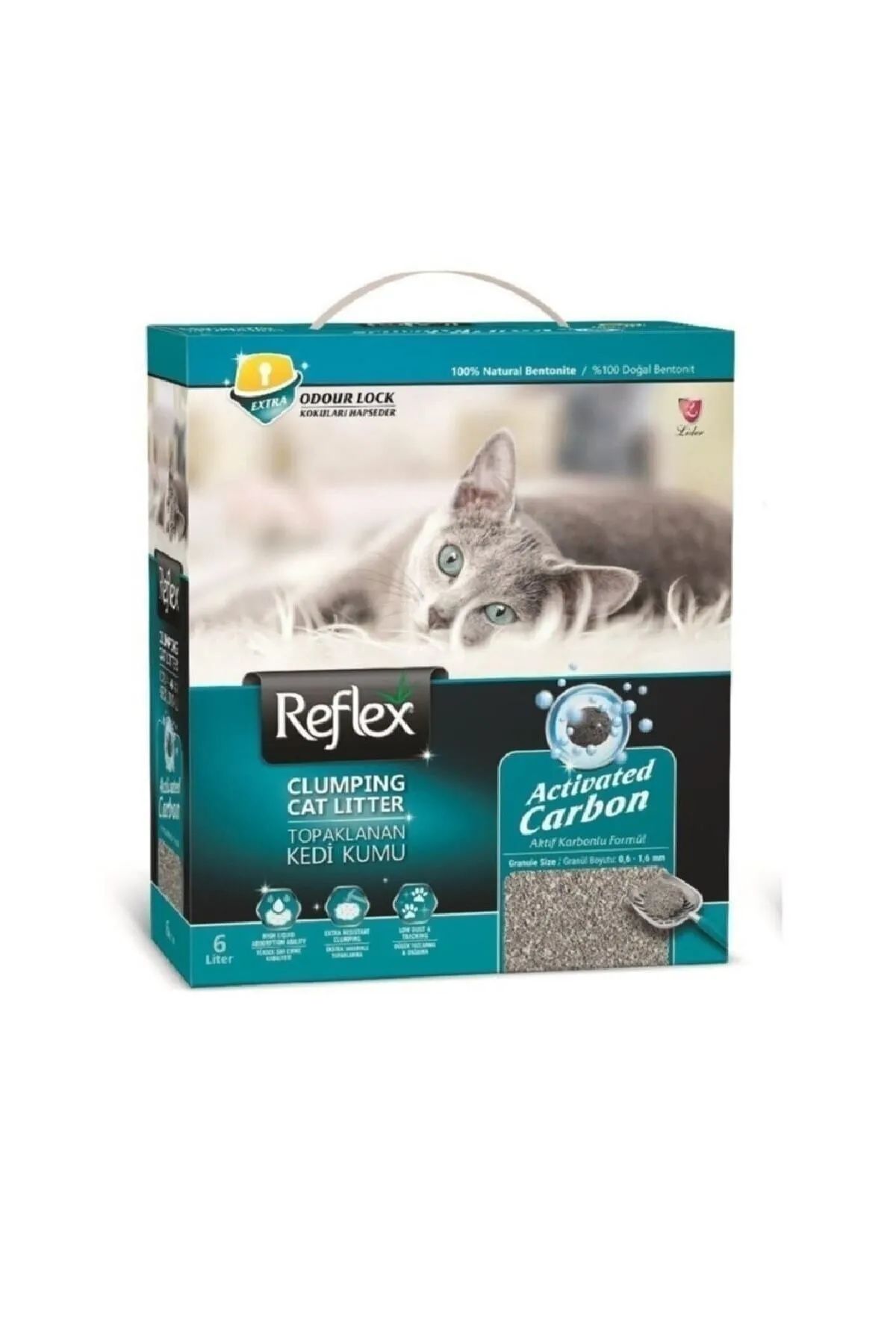 Reflex Aktif Karbonlu Topaklanan Kedi Kumu 10 Lt