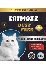 CatMozz Dust Free %100 Tozsuz Süper Premium Aktif Karbon Topaklaşan Hipoalerjik Kokusuz Ince Kedi Kumu 8 Lt