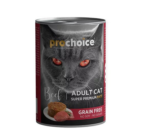 ProChoice Sığır Etli Şekersiz Tahılsız Ezme Yetişkin Kedi Konservesi 400 gr