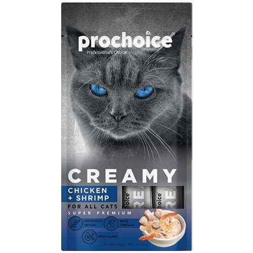 Pro Choice Creamy Kediler İçin Tavuklu Karidesli Sıvı Kedi Ödül 4x15 gr