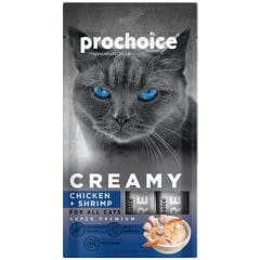 Pro Choice Creamy Kediler İçin Tavuklu Karidesli Sıvı Kedi Ödül 4x15 gr