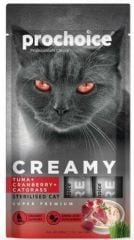 ProChoice Creamy Kısırlaştırılmış Kediler İçin Ton Balıklı Kızılcıklı Kedi Çimi İçerikli Sıvı Kedi Ödül 4x15 gr