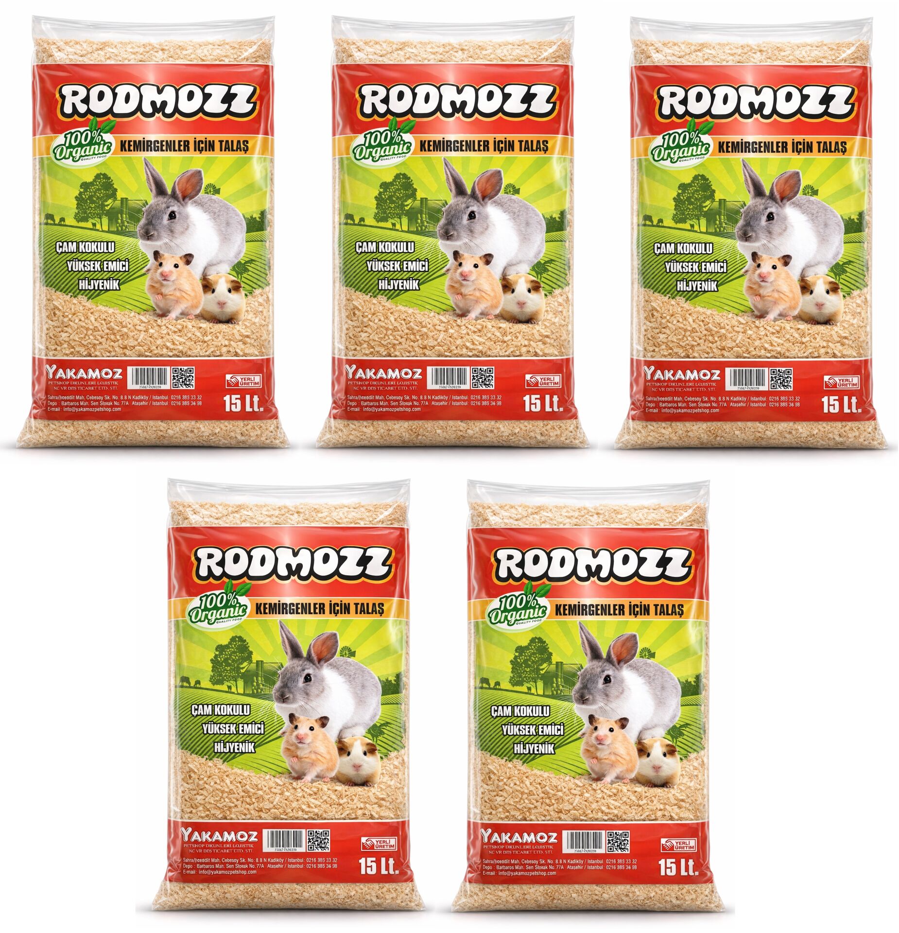 RodMozz Kemirgenler İçin Çam Talaşı 15 lt x 5 Adet