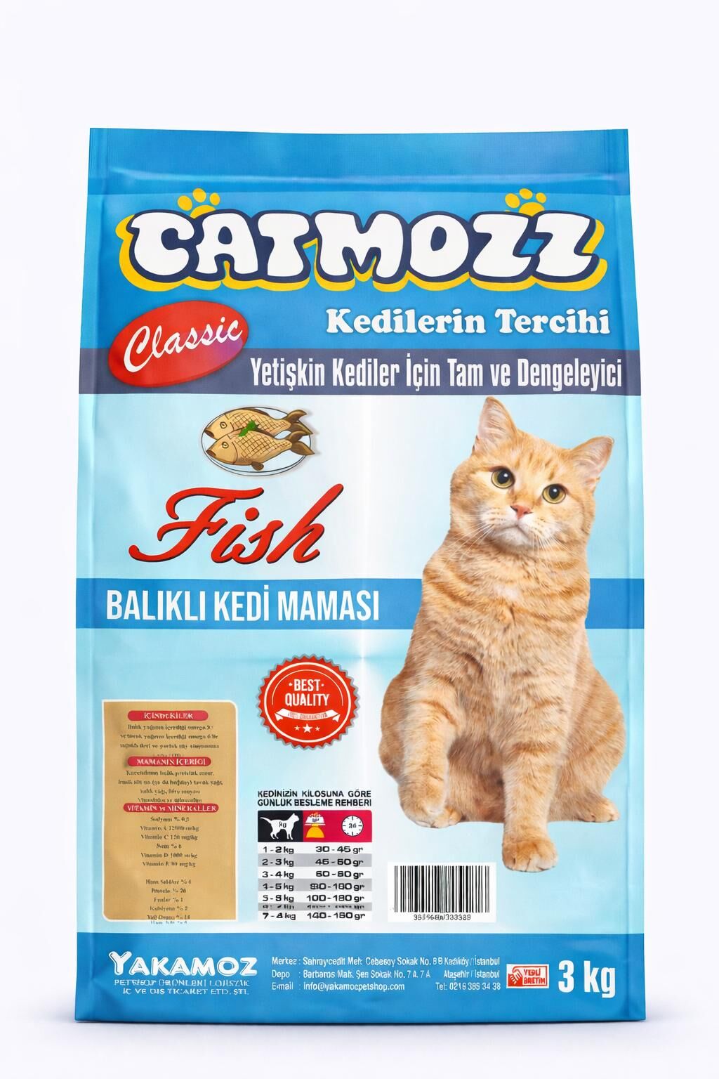 CatMozz Classic Balıklı Yetişkin Kedi Maması 3 Kg