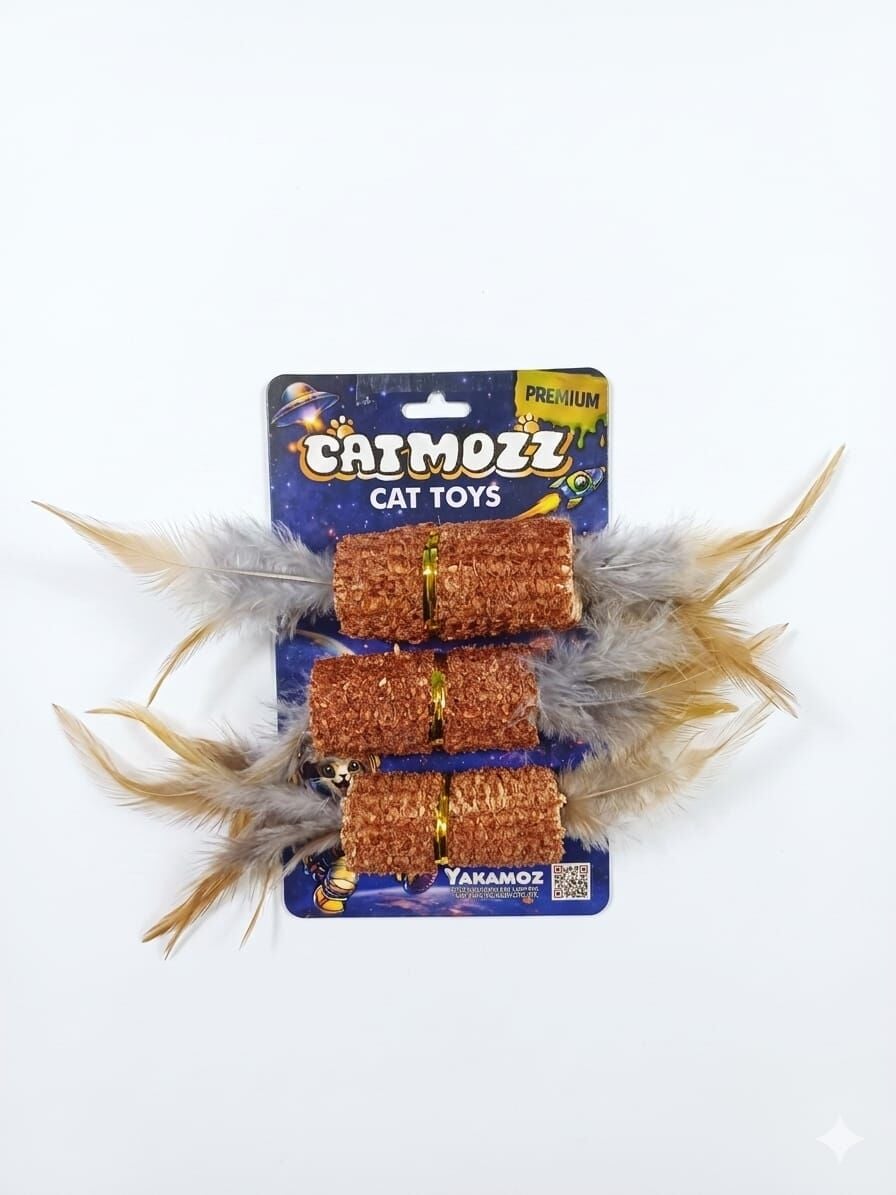 Catmozz Premium Doğal Mısır Koçanlı Diş Kaşıma Oyuncağı 3'lü