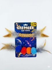 Catmozz Premium Doğal Örgülü&Dörtlü Ponpon Oyuncak