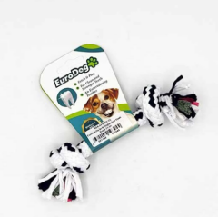 EuroDog İki Düğümlü İnce Diş Kaşıma İpi Köpek Oyuncağı Kırmızı/Beyaz 15 Cm
