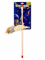 Catmozz Premium Doğal Lifli Tüylü Fare Oltası 40 Cm
