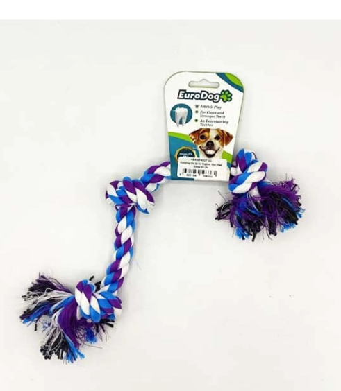 EuroDog Üç Düğümlü Diş Kaşıma İpi Köpek Oyuncağı Beyaz/Mavi/Mor 40 Cm