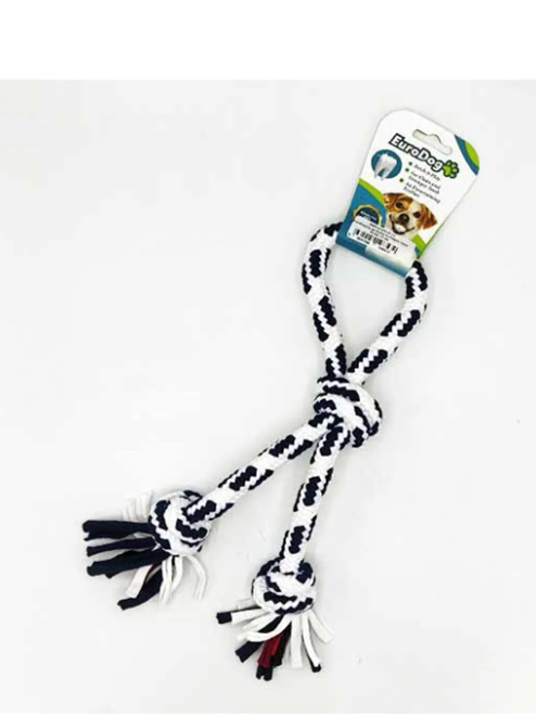 Eurodog Üç Düğümlü Halka Şeklinde Diş Kaşıma İpi Köpek Oyuncağı Siyah/Beyaz 30 Cm