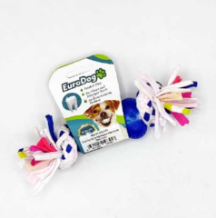 EuroDog Kemik Şekilli Diş Kaşıma İpi Köpek Oyuncağı Beyaz/Kırmızı 15 Cm
