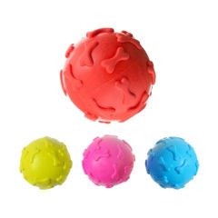 Doglife Köpek Oyuncağı Kemik Desenli Sesli Kauçuk Top (6 cm)