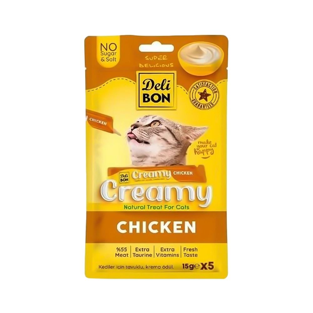 Delibon Creamy Tavuk Etli Sıvı Kedi Ödül Maması (5 x 15 g)