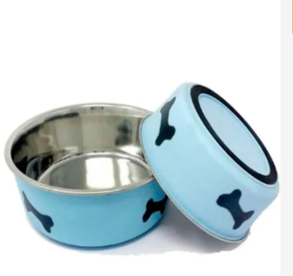 Eurodog  Desenli Metal Mama ve Su Kabı Mavi 14 Cm