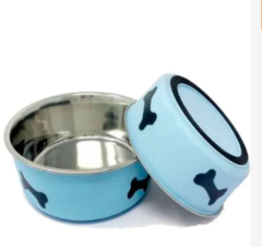 Eurodog  Desenli Metal Mama ve Su Kabı Mavi 14 Cm
