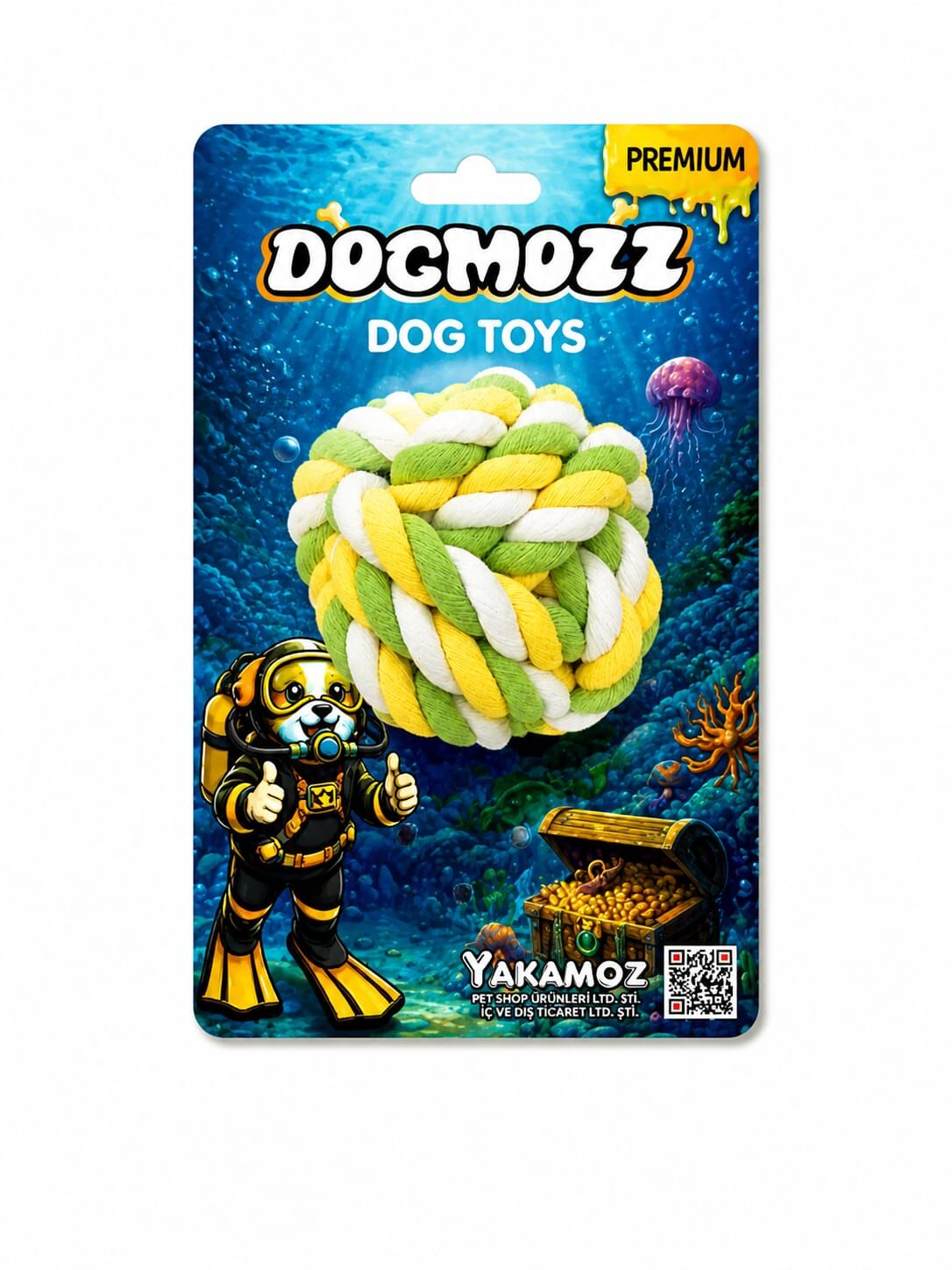Dogmozz Premium Örgü İpli Köpek Oyuncak Topu 8 Cm