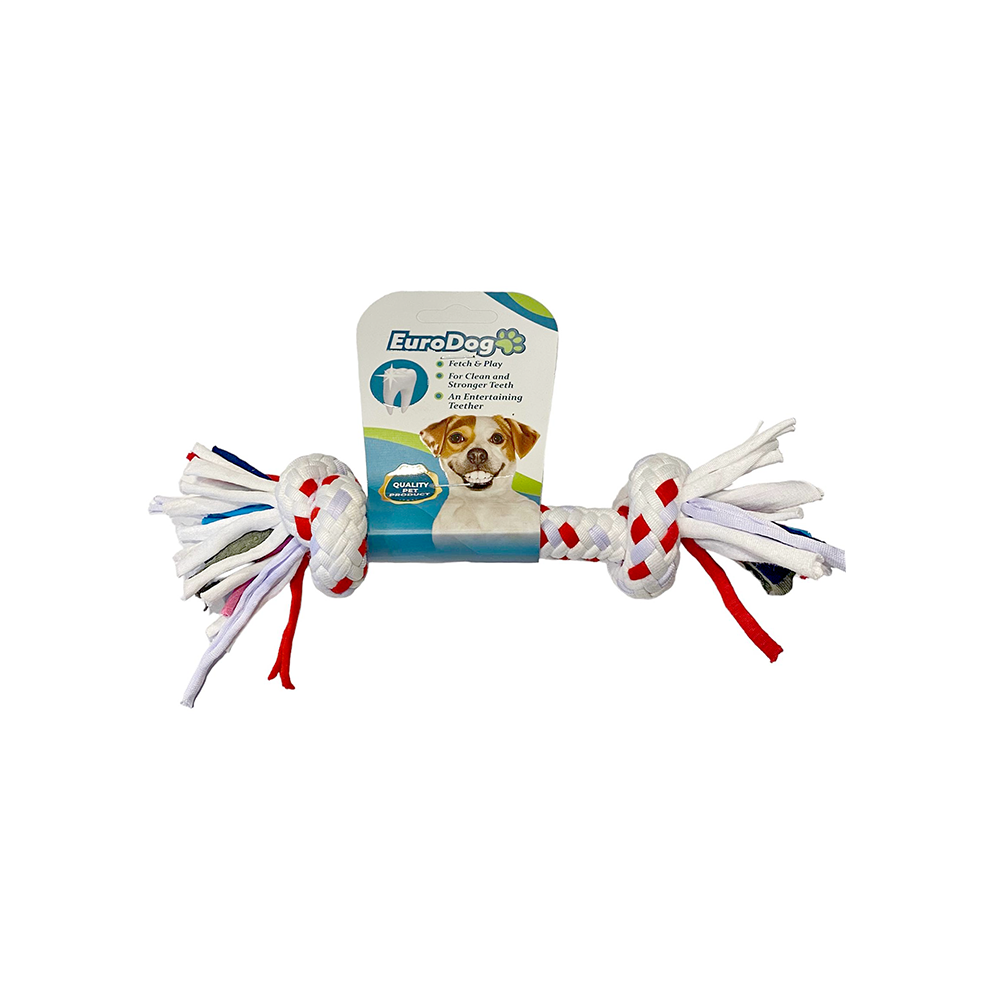 EuroDog 2 Düğümlü Beyaz Diş İpi Köpek Oyuncağı (15 cm)