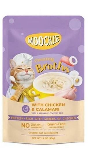 Moochie Parça Tavuk Etli ve Kalamarlı Tahılsız Kedi Çorbası 40 Gr