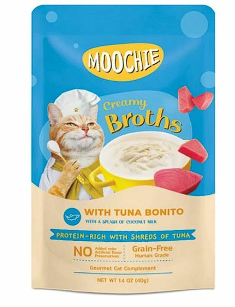Moochie Parça Ton Balıklı ve Palamutlu Tahılsız Kedi Çorbası 40gr