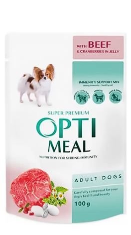OptiMealParça Etli Sığır ve Kızılcıklı Küçük Irk Konserve Yetişkin Köpek Maması 100 Gr