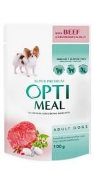OptiMealParça Etli Sığır ve Kızılcıklı Küçük Irk Konserve Yetişkin Köpek Maması 100 Gr