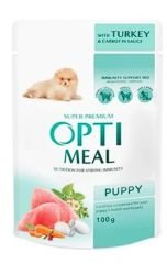 OptiMeal Parça Etli Hindi ve Havuçlu Küçük Irk Konserve Yavru Köpek Maması 100 Gr