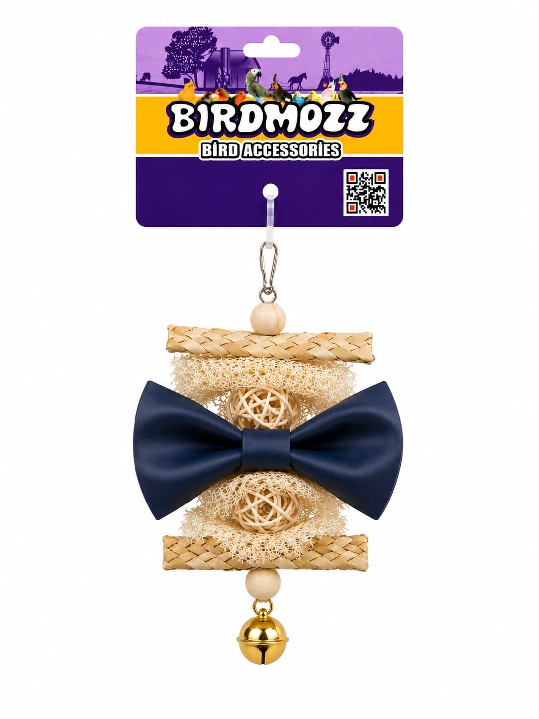 Birdmozz Premium Doğal Kabak Lifli Fiyonklu Kuş Oyuncağı