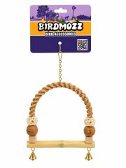 Birdmozz Premium Hasır Örgülü Cevizli Ahşap Tünek 19 Cm