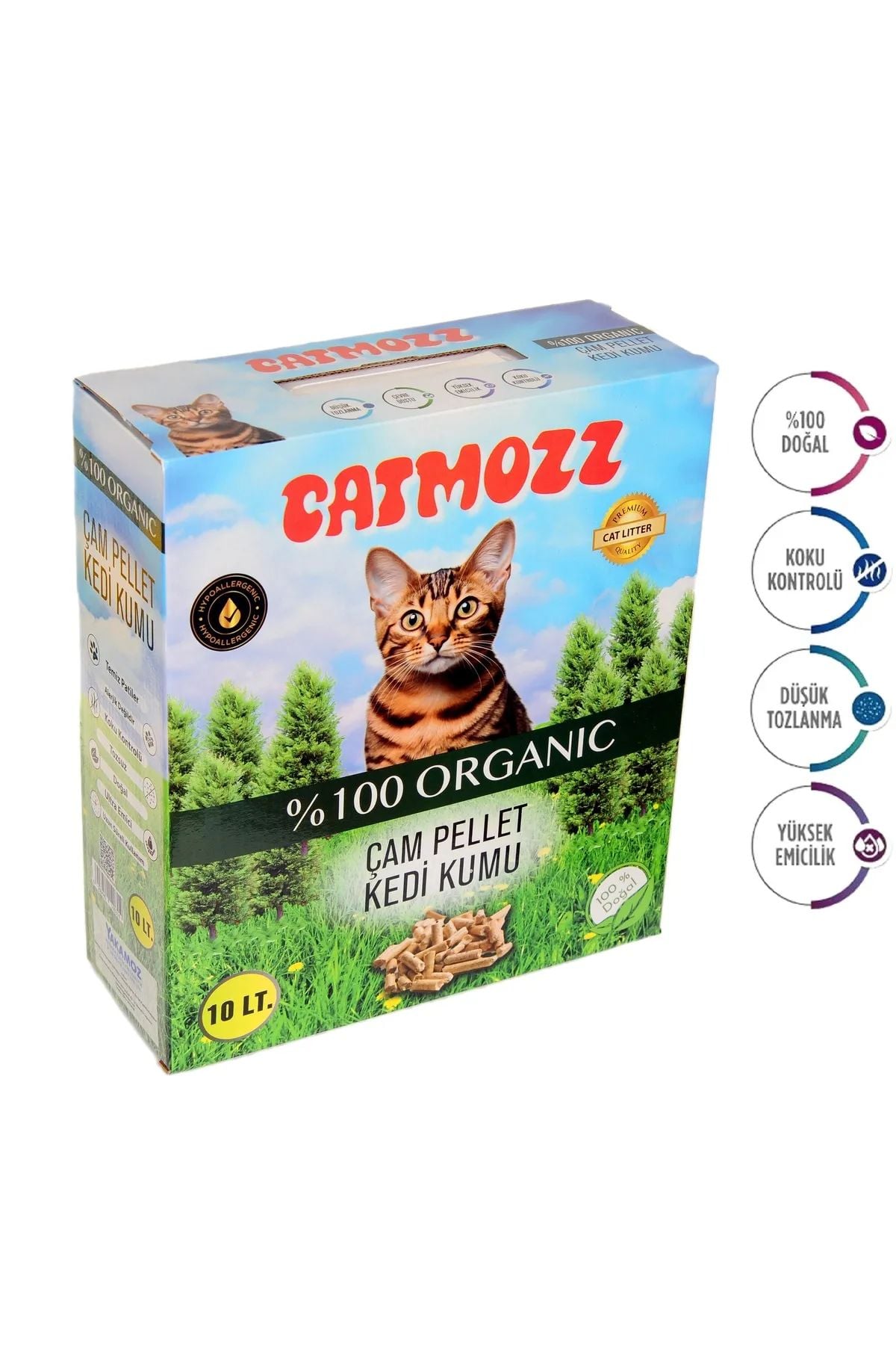 CatMozz Hipoalerjenik Doğal Organik Çam Peleti Kedi Kumu 10 Lt