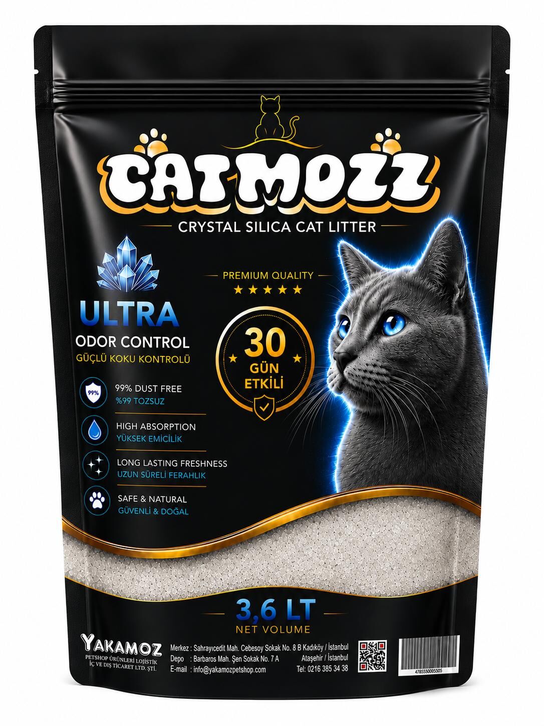 Catmozz Premium Kristal Silika Kedi Kumu 3.6 Lt