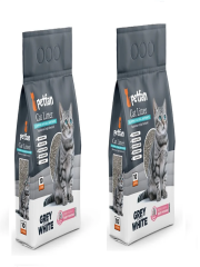 Petfan Grey&White Bebek Pudralı İnce Taneli Kedi Kumu 10Ltx2 Adet