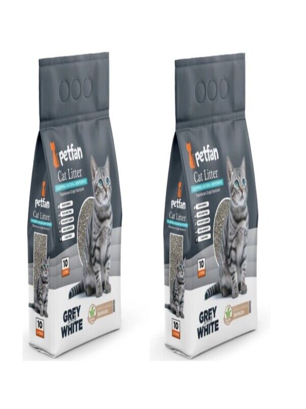 Petfan Grey&White Doğal Kokusuz Kedi Kumu 10Lx2 Adet