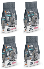 Petfan Grey&White Bebek Pudralı İnce Kedi Kumu 10 Ltx4 Adet