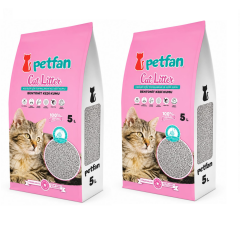 Petfan Bebek Pudralı İnce Taneli Kedi Kumu 5 Ltx2 Adet