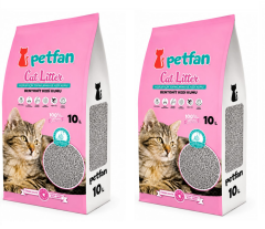 Petfan Bebek Pudralı İnce Taneli Kedi Kumu 10 Ltx2 Adet